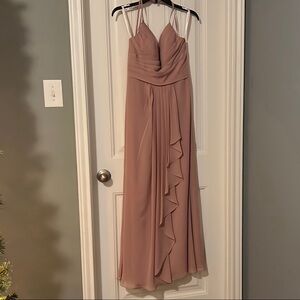 Elegant Dusty Rose Bridesmaid wedding Gown A line Ruffles